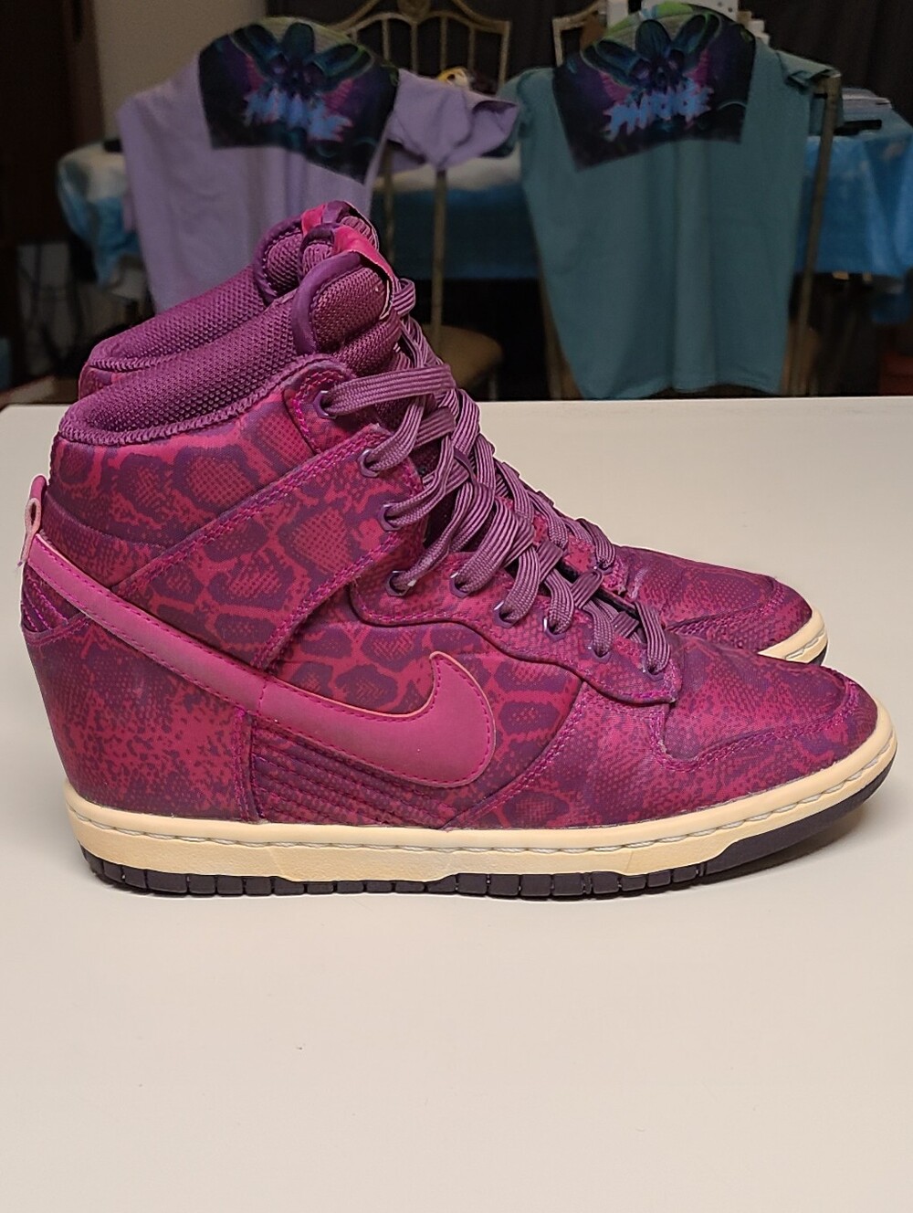 Nike Dunk Sky Hi Bright Magenta Python wedge skateboard sneakers size 7.5 - Picture 7 of 9